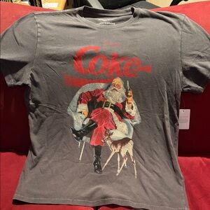 Lucky Brand Gray Coke Santa T-Shirt